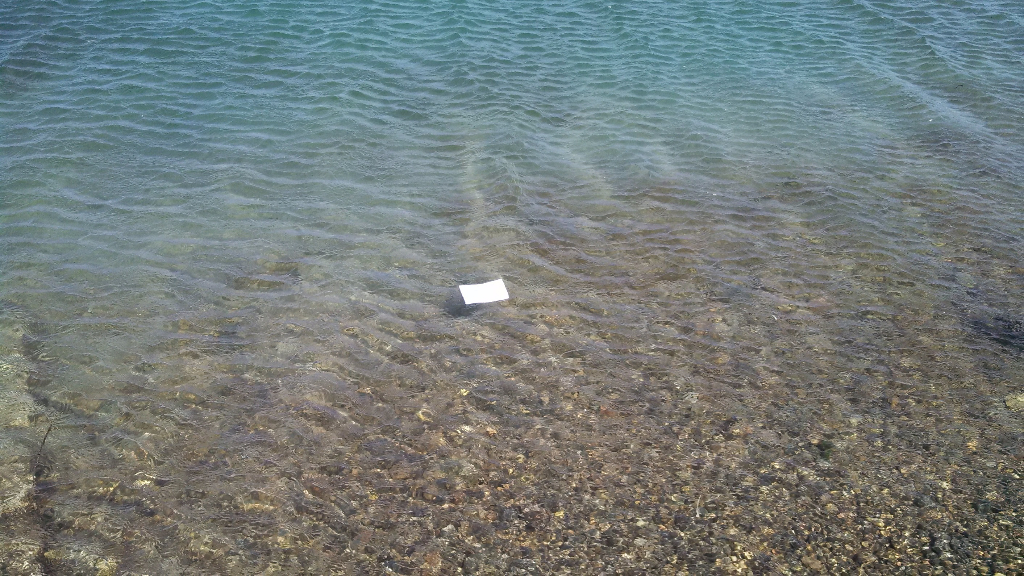 My letter in the water.
